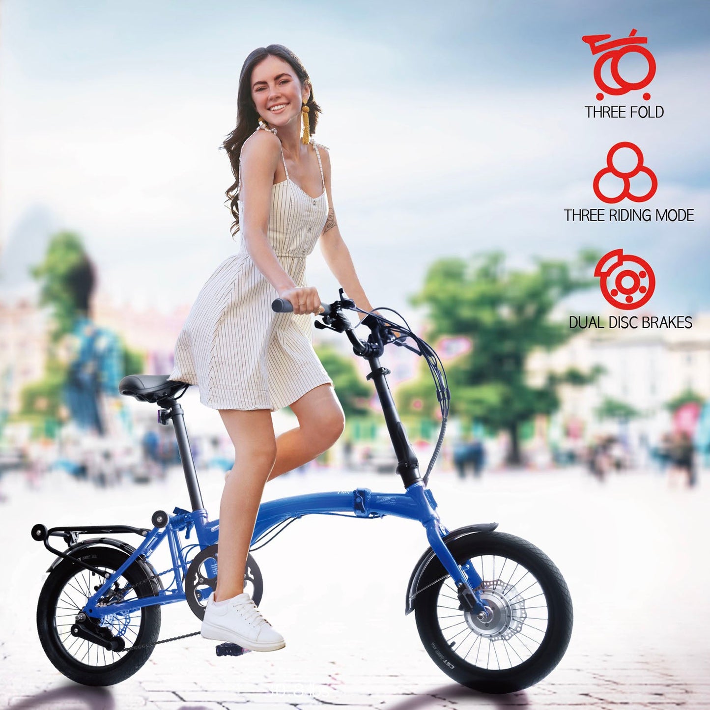 KOOFOLDY ALPS E-bike3 TRI-Folding 3 Gear (Blue)