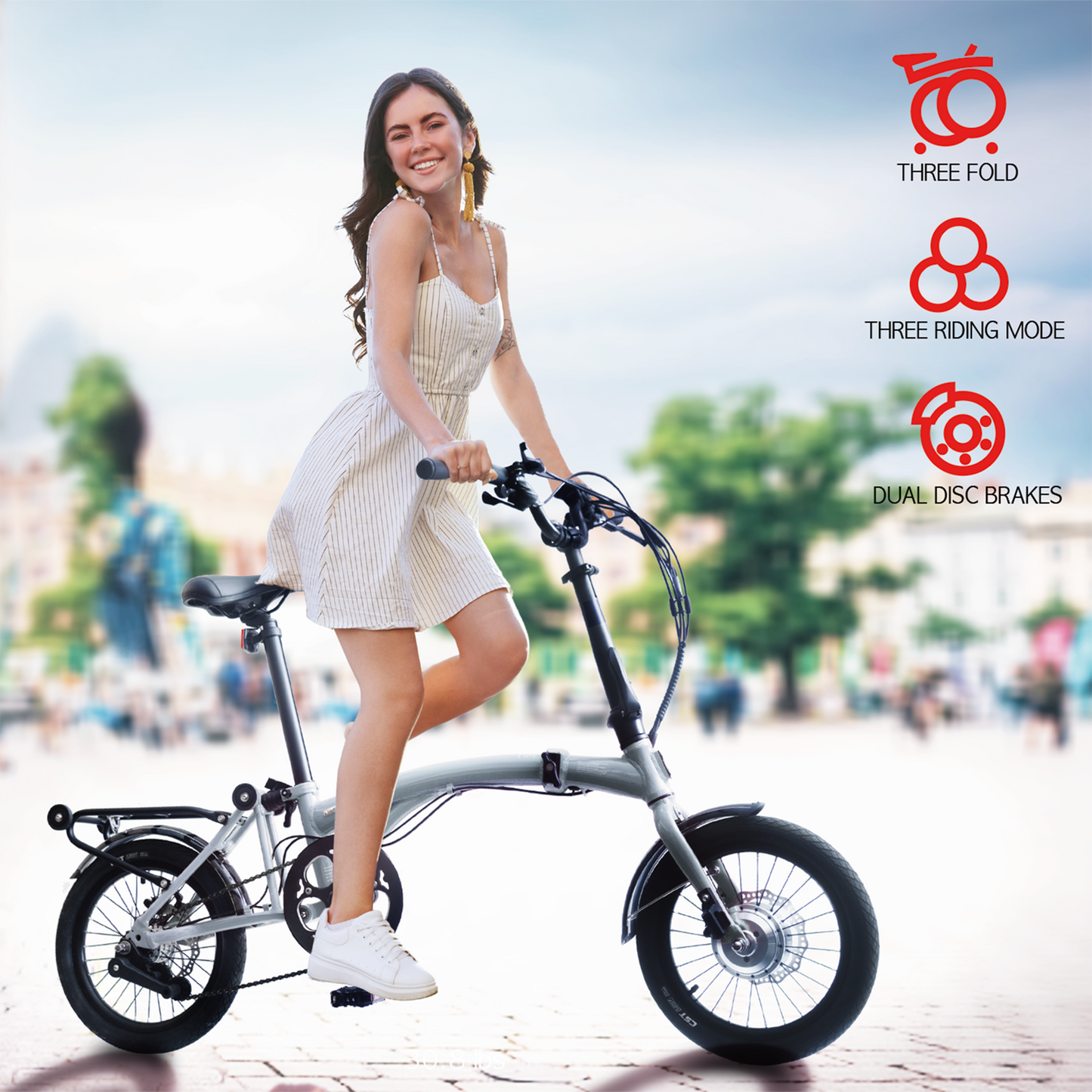 KOOFOLDY ALPS E-bike3 TRI-Folding 3 Gear (Silver)