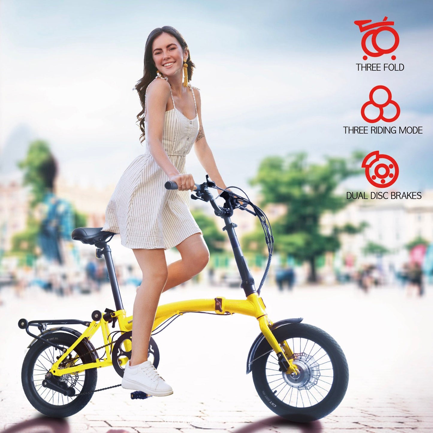 KOOFOLDY ALPS E-bike3 TRI-Folding 3 Gear (Yellow)