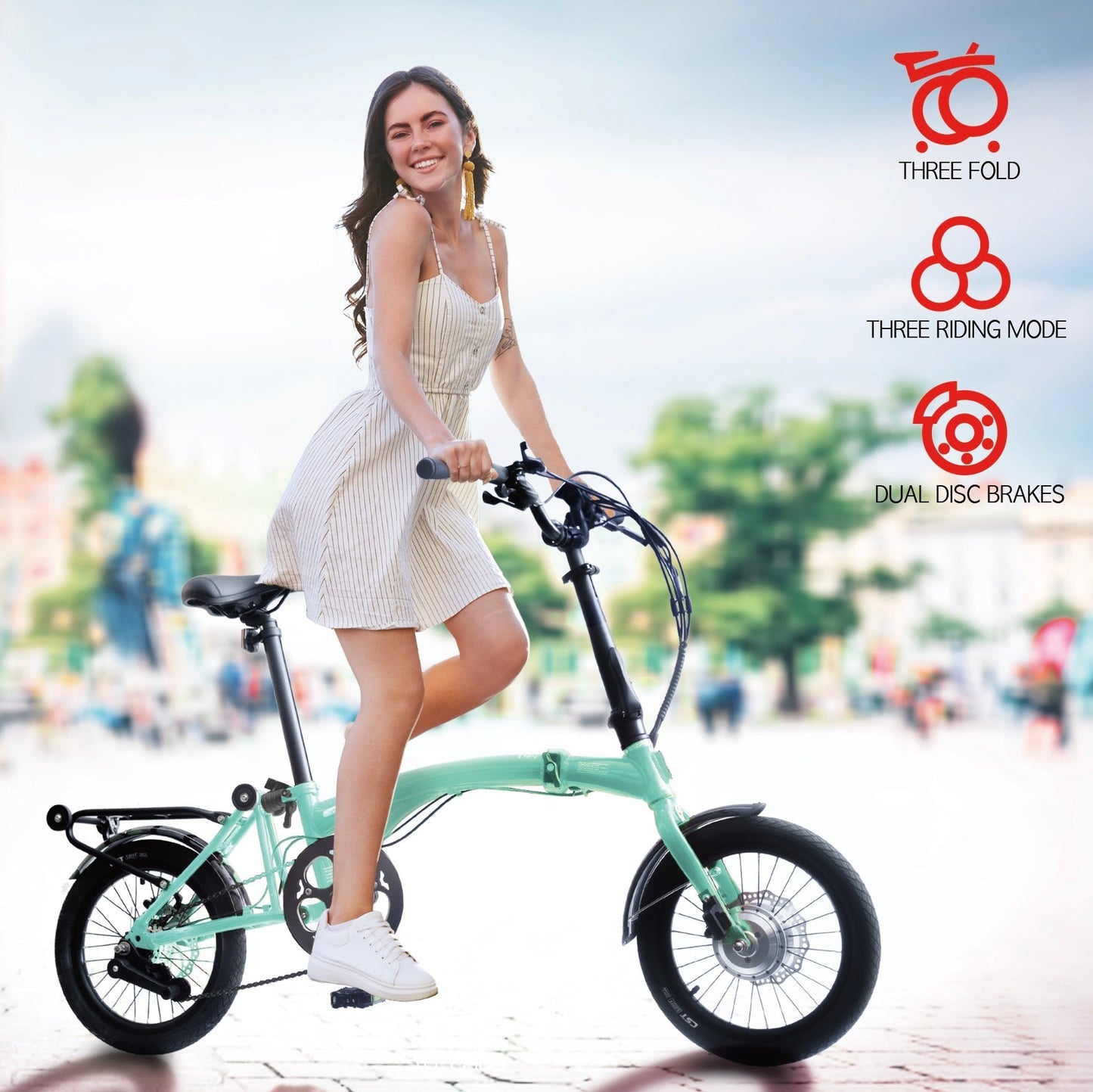 KOOFOLDY ALPS 3 E-bike TRI-Folding 3 Gear (Ice Blue)