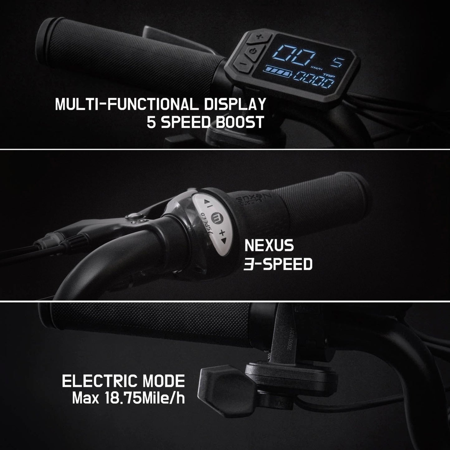 KOOFOLDY ALPS E-bike3 TRI-Folding 3 Gear (Black)