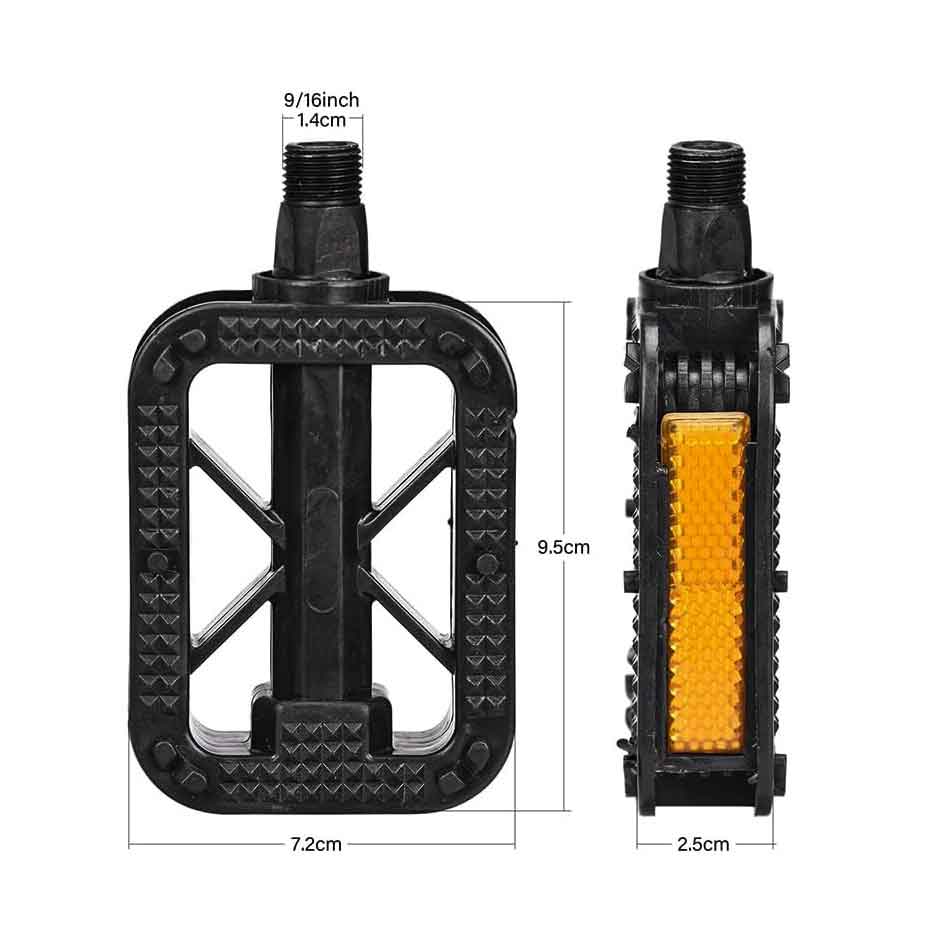 Bicycle Pedal, Durable, Lightweight, Double-Sided Steps, Portable, Includes Reflective Reflector, Left and Right Set