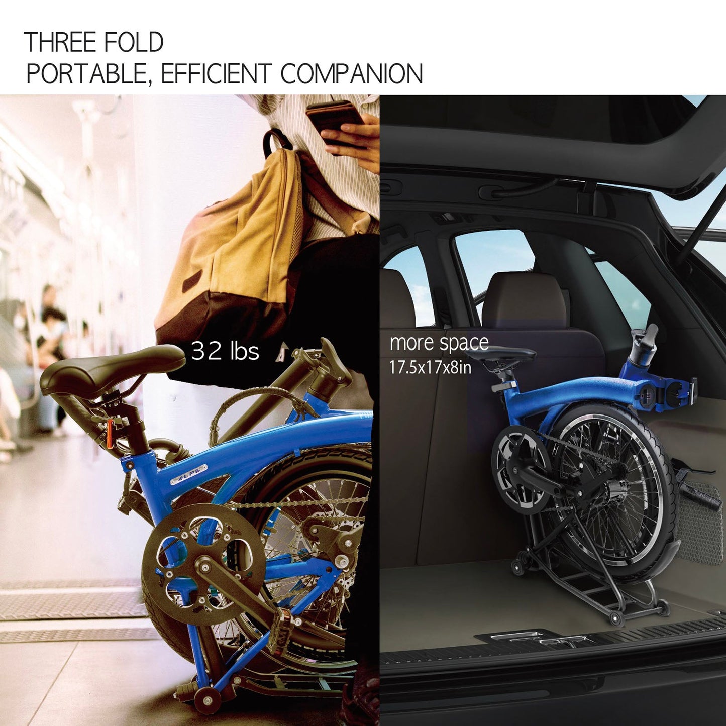 KOOFOLDY ALPS  E-bike3 TRI-Folding 3 Gear (Blue)