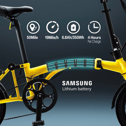 (Open Box-Like New) KOOFOLDY ALPS 3 E-bike TRI-Folding 3 Gear (Yellow)