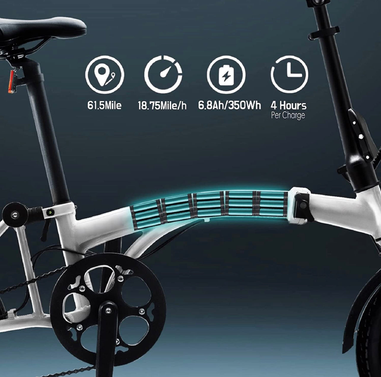 (Open Box-Like New) KOOFOLDY ALPS 3  E-bike TRI-Folding 3 Gear (White)