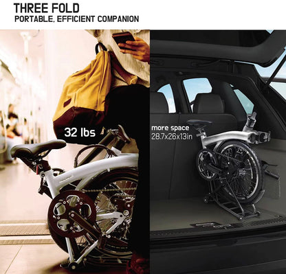 (Open Box-Like New) KOOFOLDY ALPS 3  E-bike TRI-Folding 3 Gear (White)